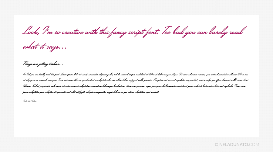 Beginner design mistakes - Illegible fonts